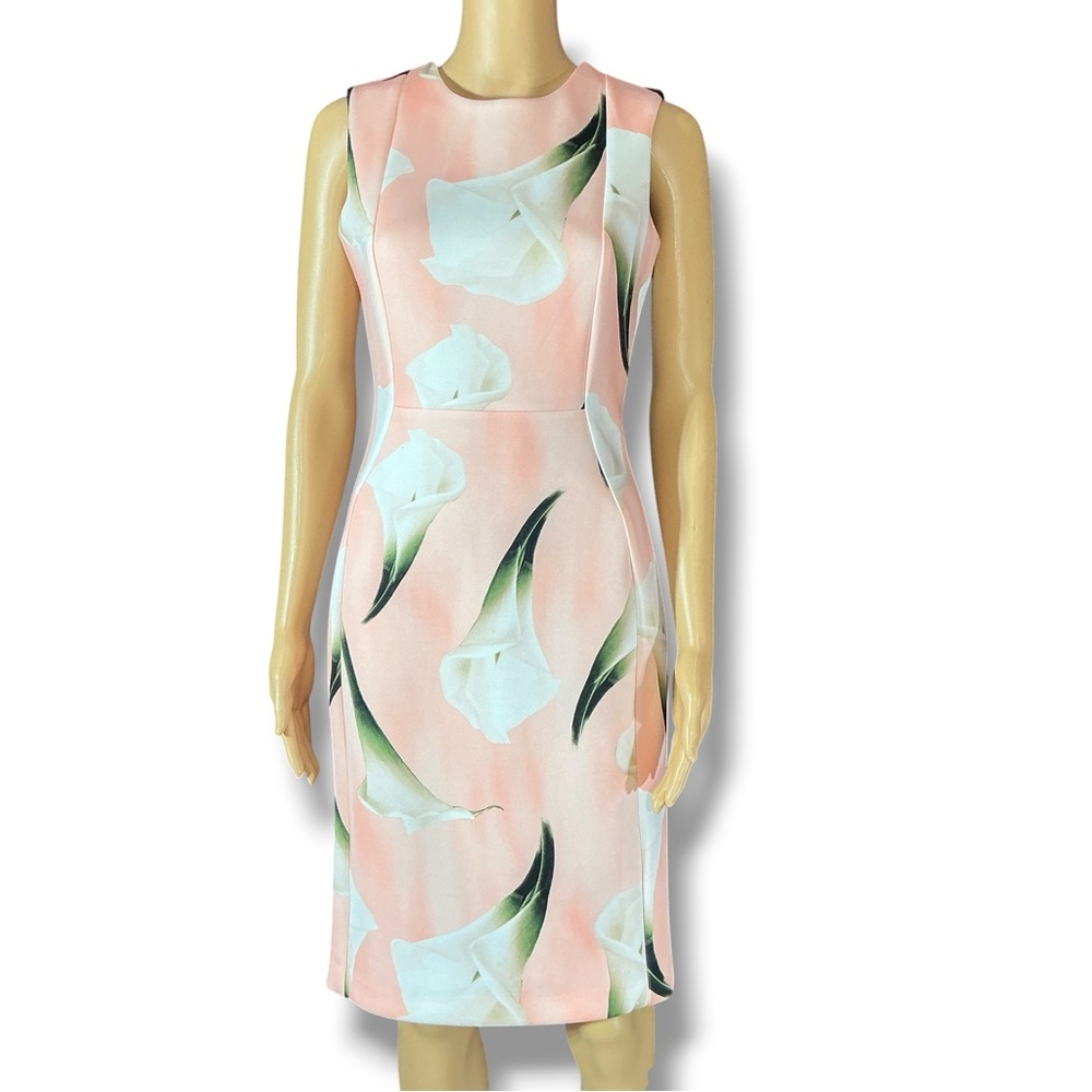 Sleeveless Pink Calla Lily Midi Dress - Picture 3 of 13
